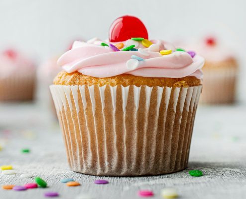 pink cupcake red cherry