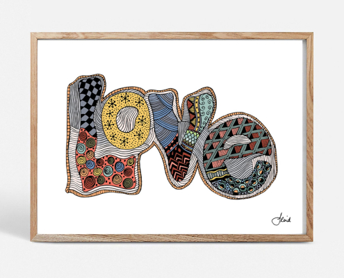 colourful love handwritten art print
