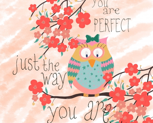 perfect owl art print floral botanical by Jennifer Reid