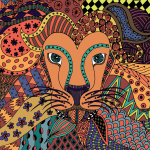 brave lion art print colourful by Jennifer Reid