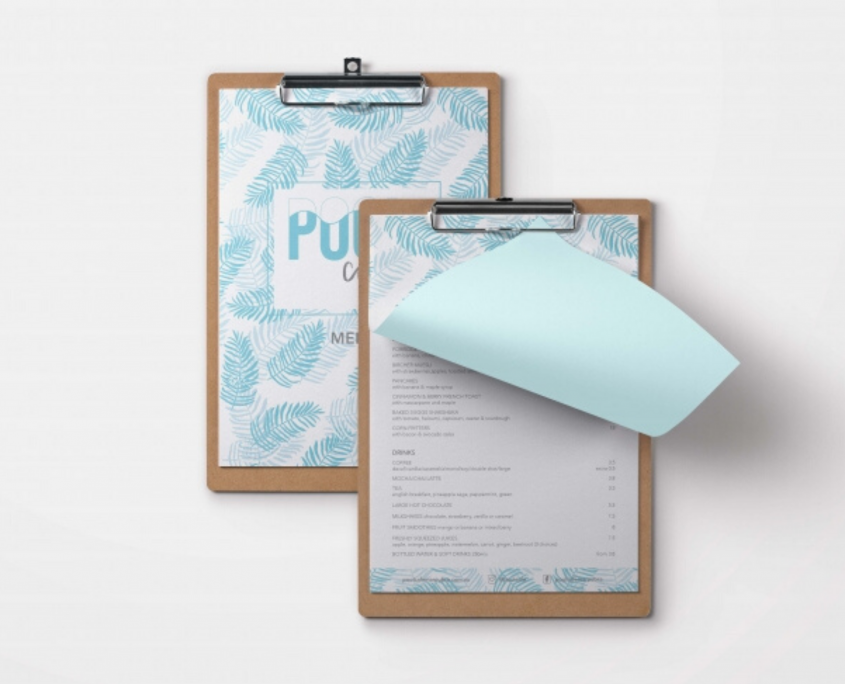 pool cafe menu design by Jennifer Reid