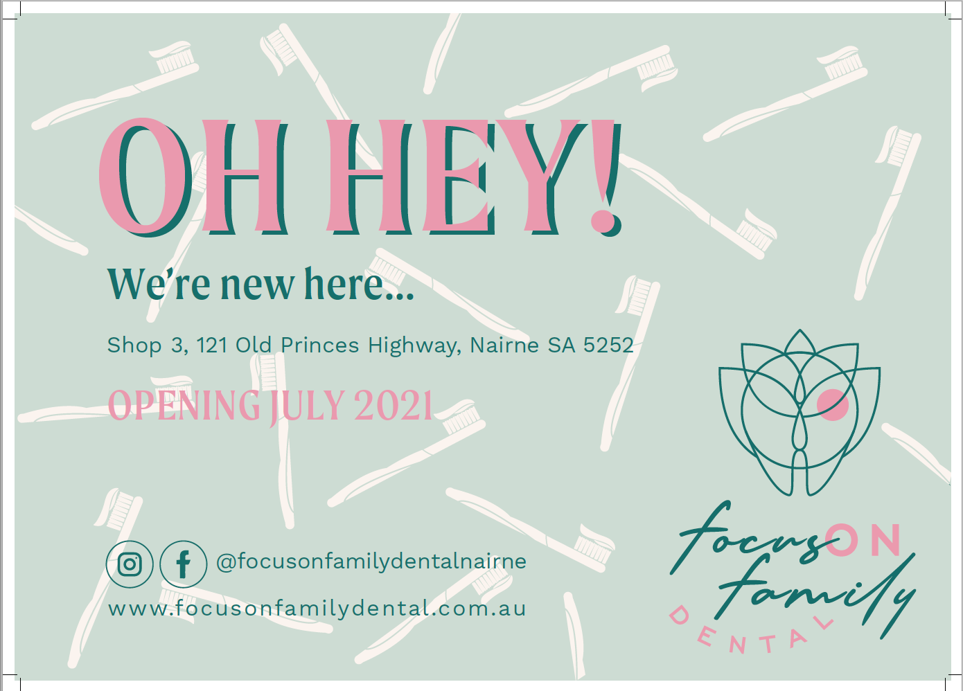 Focus Dental postcard design by Jennifer Reid