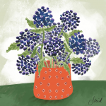 pot of hydrangeas floral botanical art print by Jennifer Reid