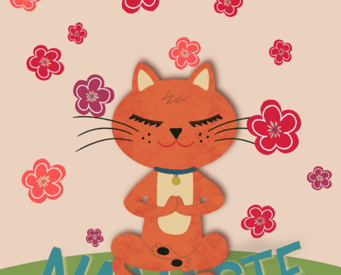 namaste yoga cat art print by Jennifer Reid