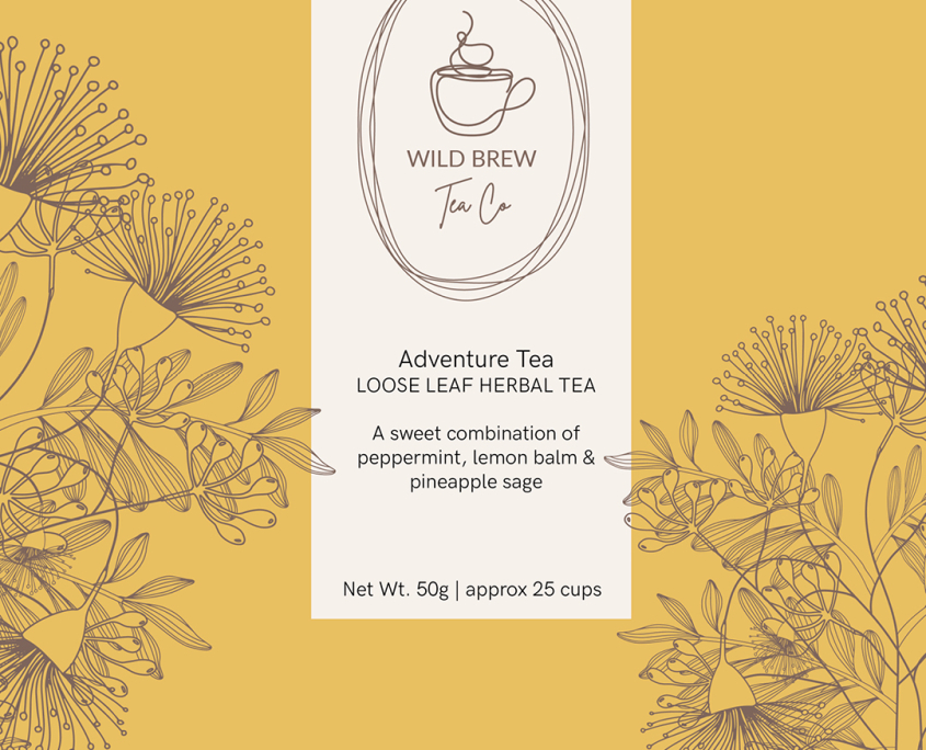 wild brew tea co branding design yellow by Jennifer Reid