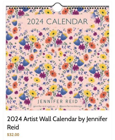 2024 artist wall calendar by Jennifer Reid