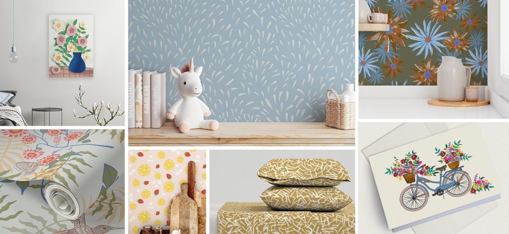 floral art prints wallpaper fabric illustration