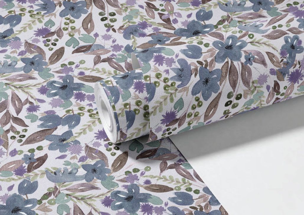 blue flowy watercolour florals