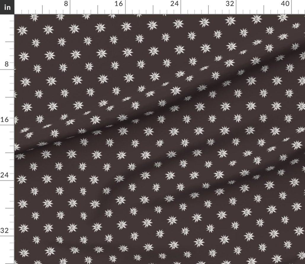 Love Story Brown Floral Dots Fabric by Jennifer Reid