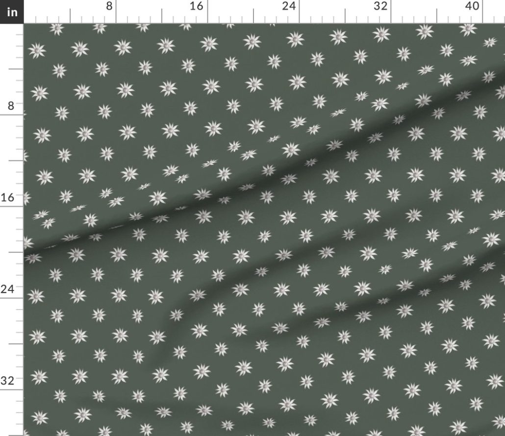 Love Story Green Floral Dots Fabric by Jennifer Reid
