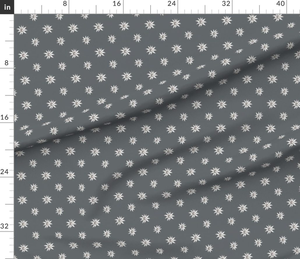 Love Story Grey Floral Dots Fabric by Jennifer Reid