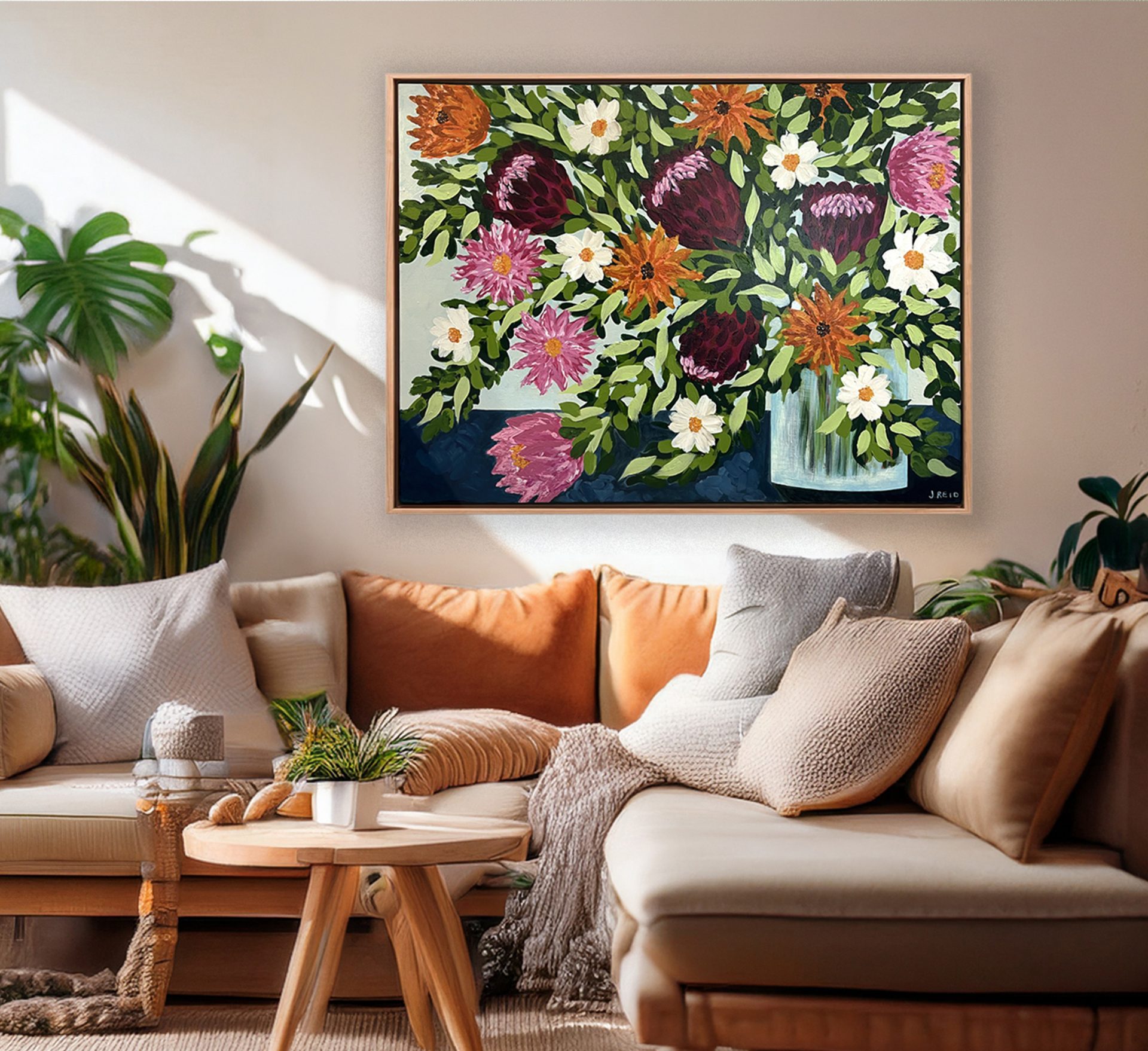 Joy In Bloom Framed Acrylic on Canvas by Jennifer Reid